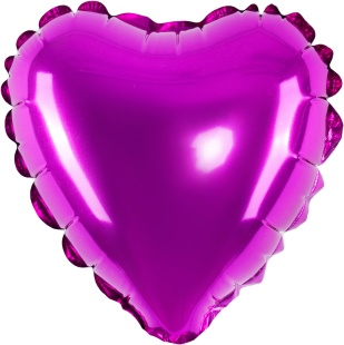 Шар с клапаном (5''/13 см) Микро-сердце, Фуше, Металлик, 1 шт.