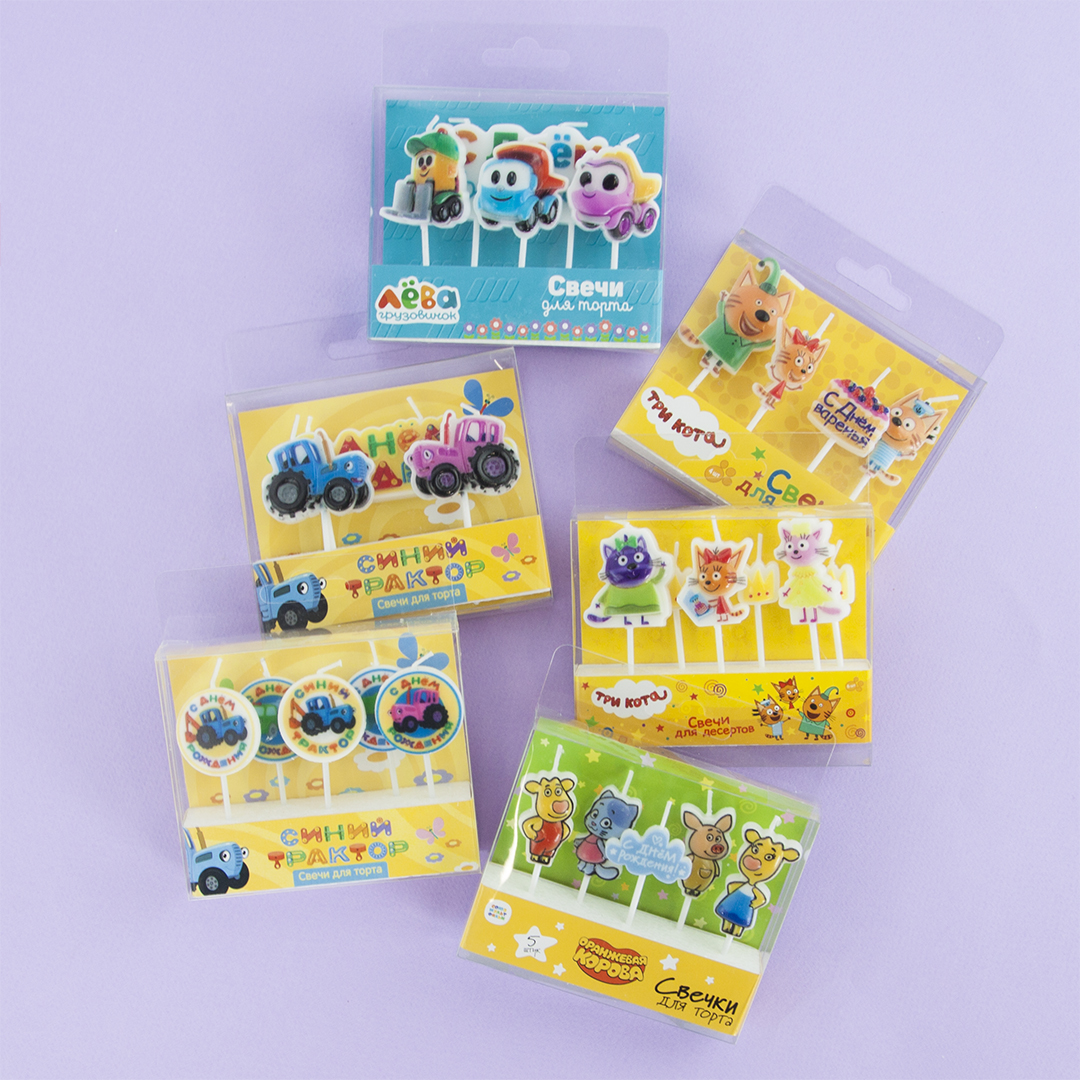 Свечи Грузовичок Лёва, 7 см, 4 шт. с держат.