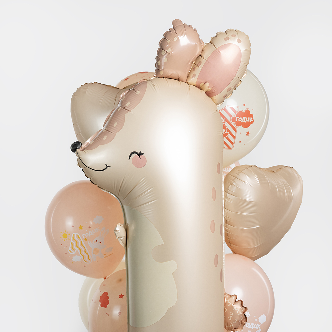 Шар (38''/97 см) Цифра, 1 Зайка, 1 шт. в уп.