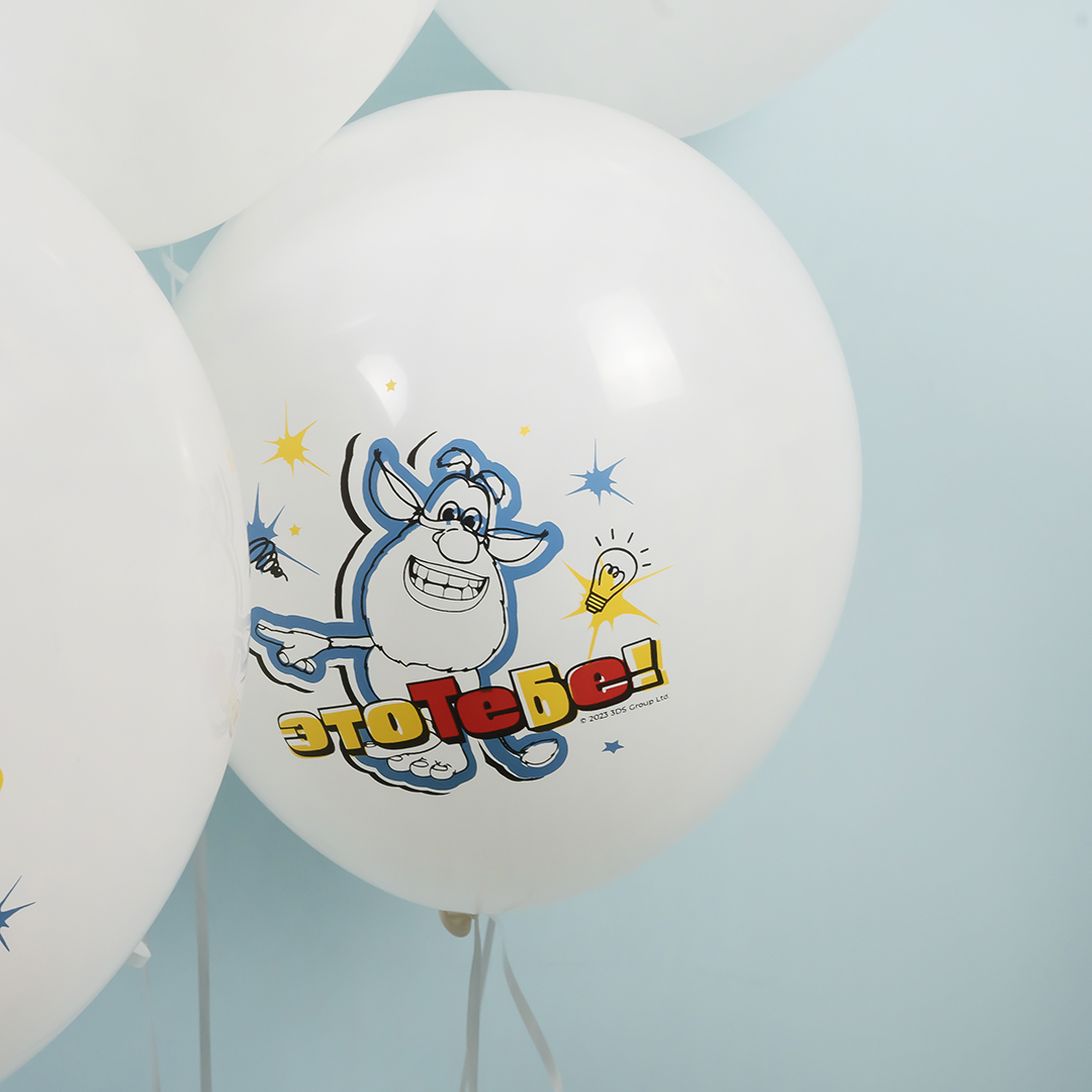 Шар (12''/30 см) Буба, Белый, пастель, 1 ст, 25 шт.