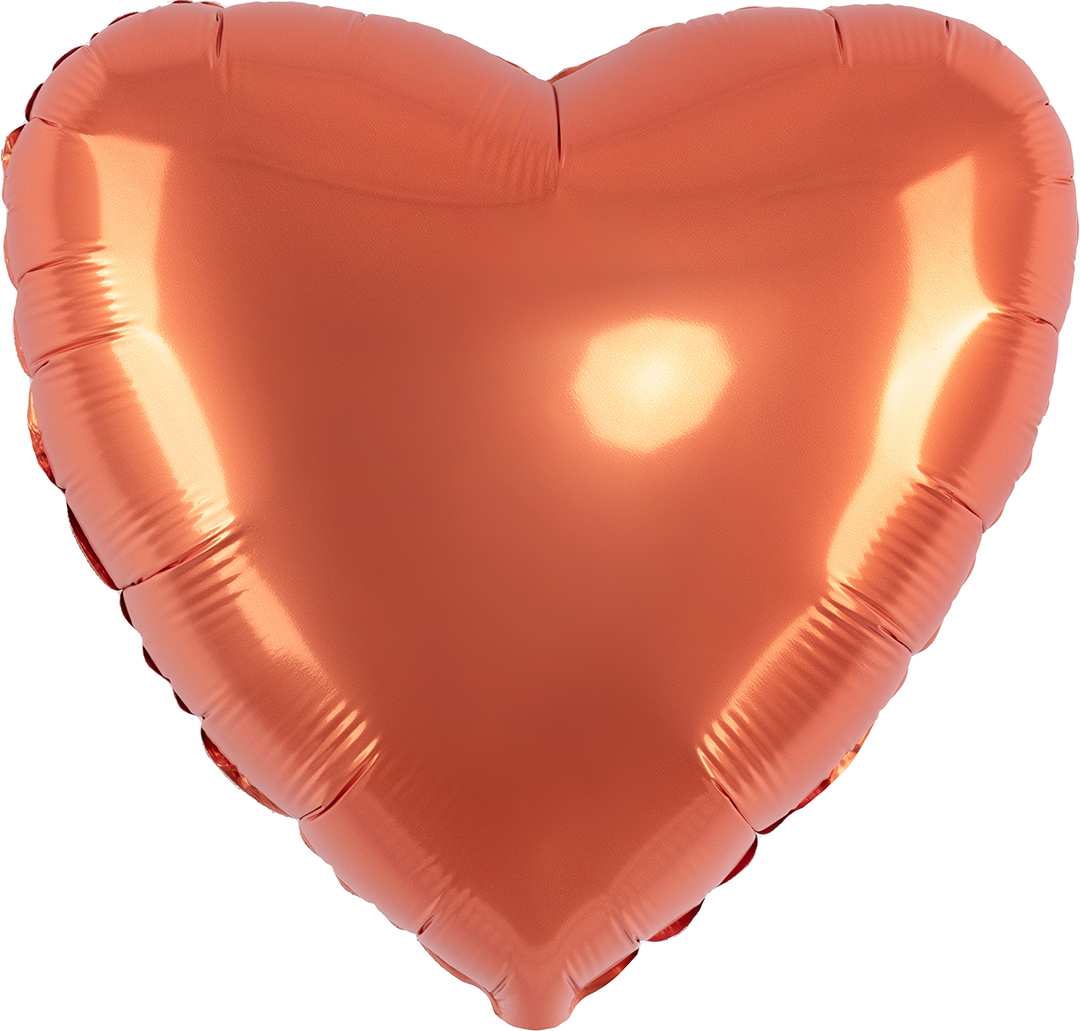 Шар (18''/46 см) Сердце, Оранжевый, Сатин, 1 шт.