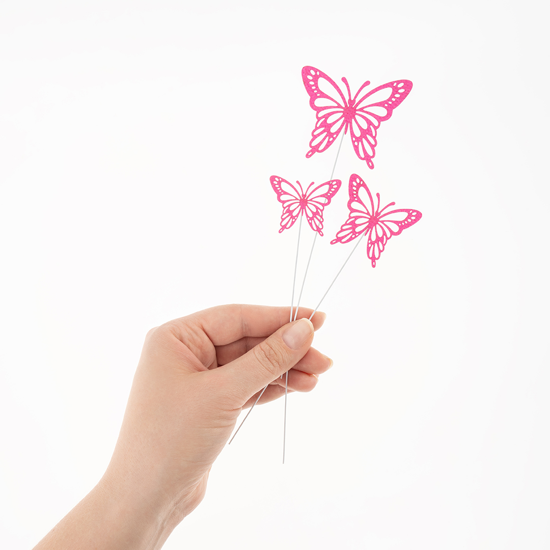 Топперы, Ажурные бабочки, Фуксия, 18 см, 10 шт.