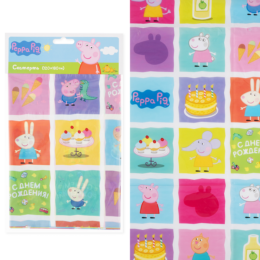 Скатерть одноразовая, Свинка Пеппа, 120*180 см, 1 шт.