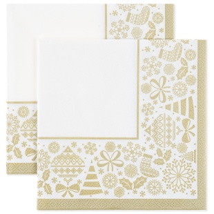 Сервировочные салфетки, Новогодняя скатерть, Золото, 33*33 см, 20 шт.