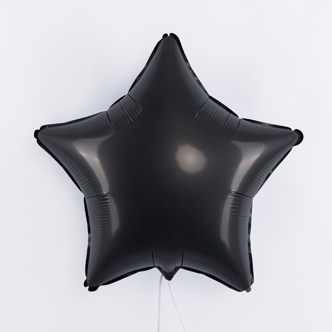 Шар (18''/46 см) Звезда, Черный, Сатин, 1 шт.