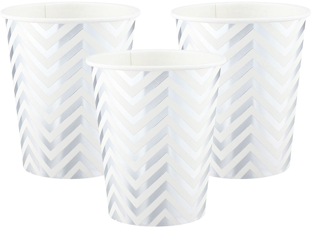Стаканы (250 мл) Зигзаги, Белый/Серебро, Металлик, 6 шт.