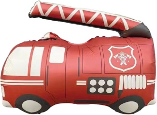 Шар (26''/66 см) Фигура, Пожарная машина, Красный, Сатин, 1 шт. в уп.