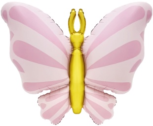 Шар (34''/86 см) Фигура, Изящная бабочка, Розовый, Сатин, 1 шт. в уп.