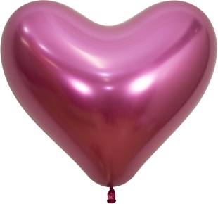 Шар (14''/36 см) Сердце, Reflex, Зеркальный блеск, Фуше (912), хром, 50 шт.