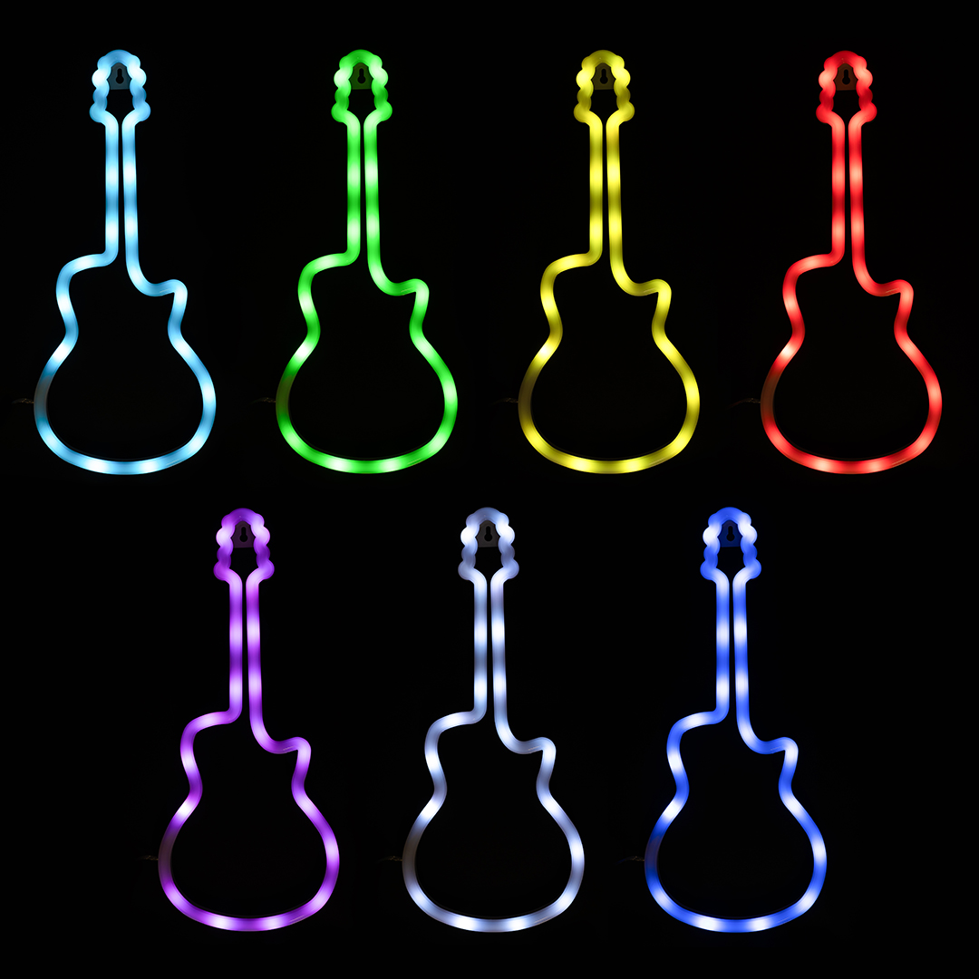 Световая фигура Гитара, пульт ДУ, 40*17 см. Разноцветный, 1 шт.