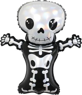 Шар (33''/84 см) Фигура, Скелет, Голография, 1 шт.