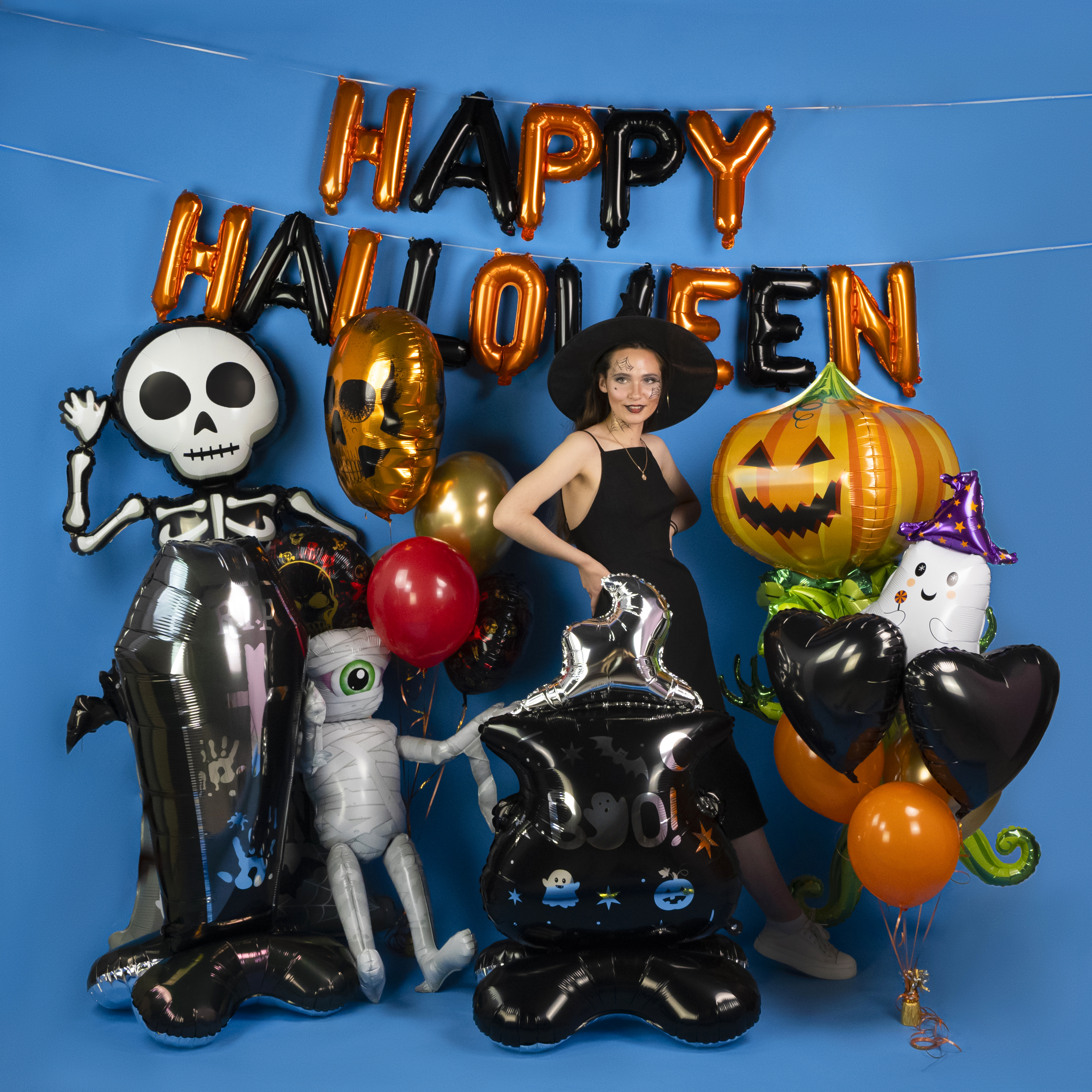 Шар (29''/74 см) Фигура, Череп, Золото, 1 шт.