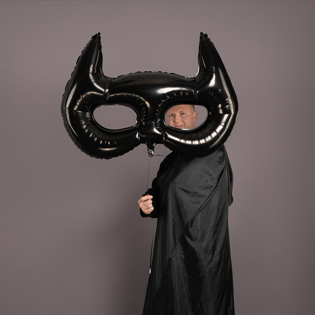 Шар (42''/107 см) Фигура, Маска, Черный, 1 шт. в уп.