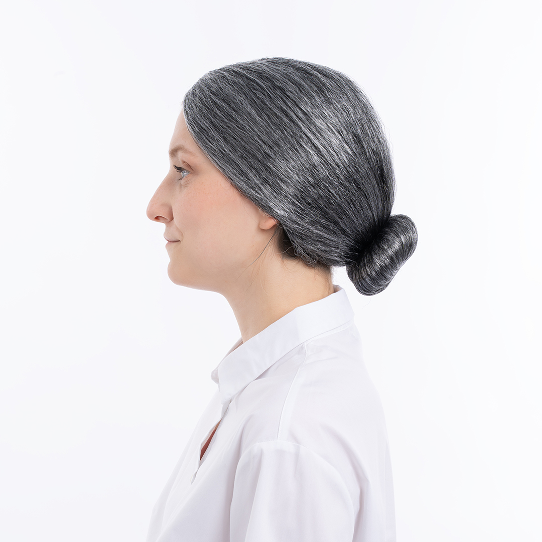 Парик карнавальный, 140 гр, Старушка, Седой, 1 шт. в упак. 