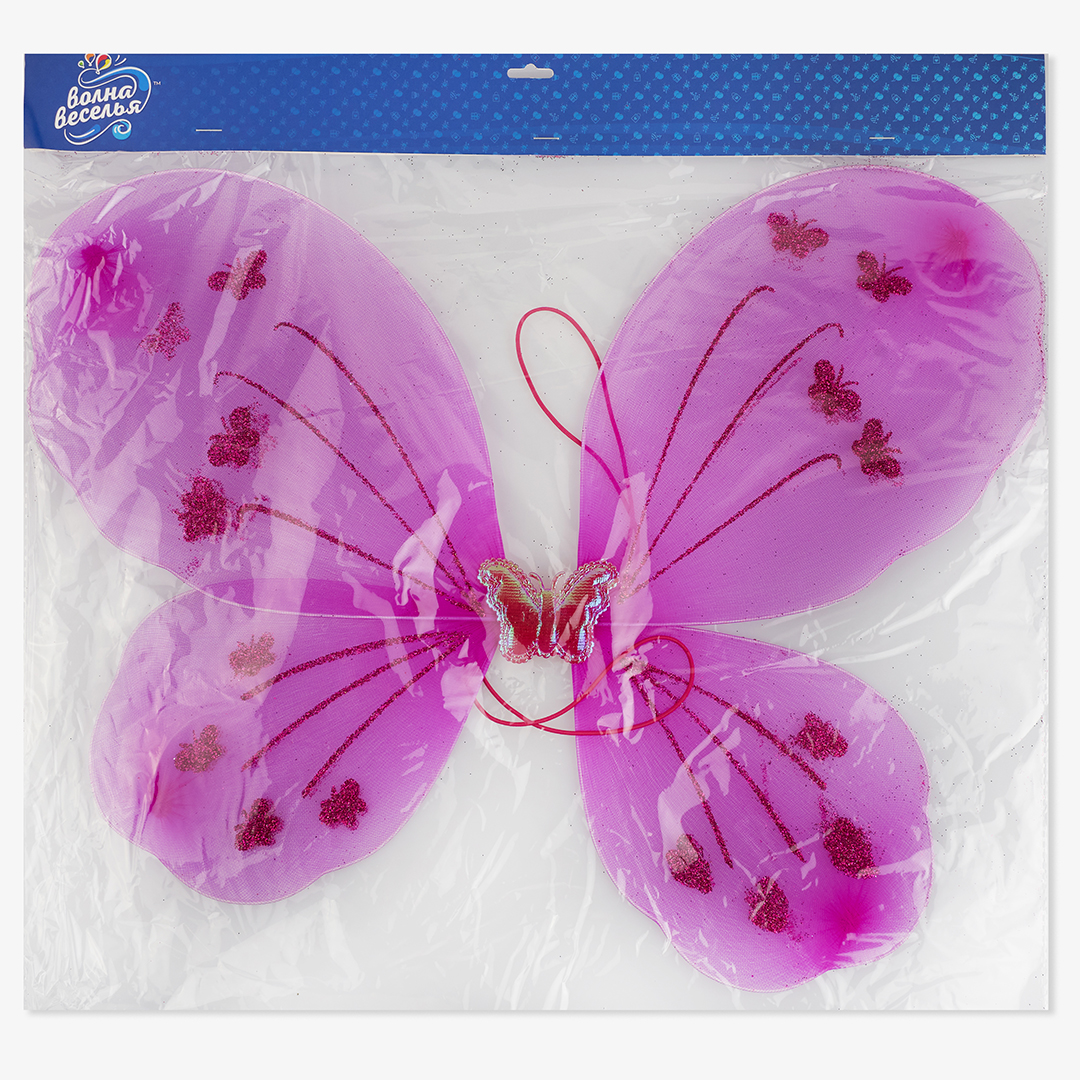 Крылья, Бабочка, Фуксия, с блестками, 48*37 см, 1 шт. 