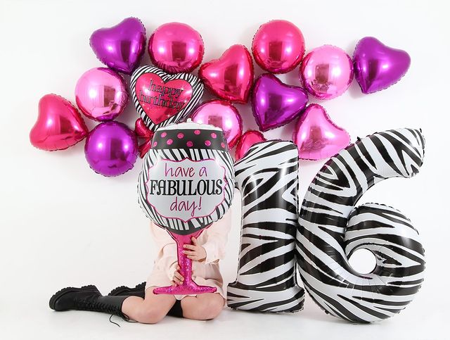 Шар (40''/102 см) Цифра, 6 Сафари, Зебра, 1 шт.