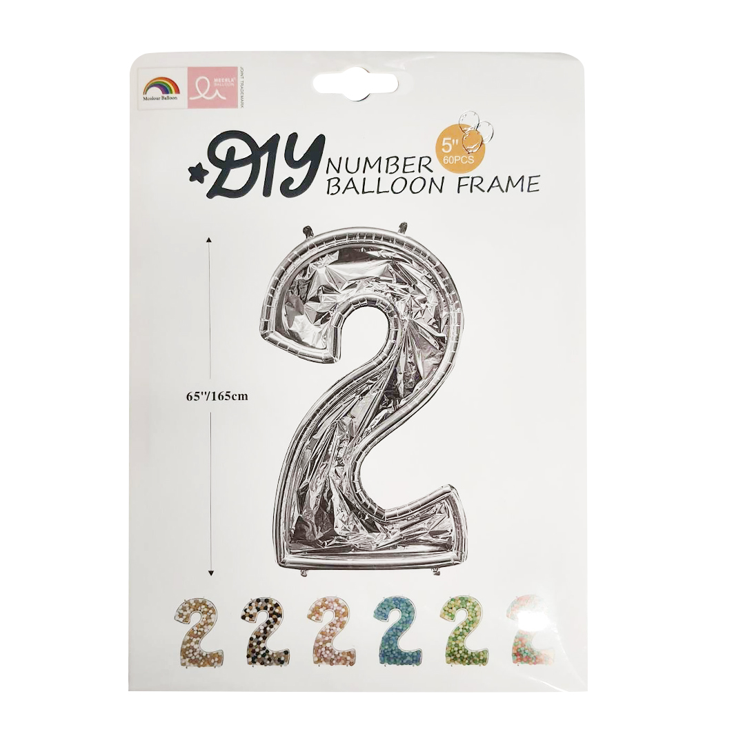 Шар (65''/165 см) Цифра, 2 Каркасная, 1 шт. в уп.