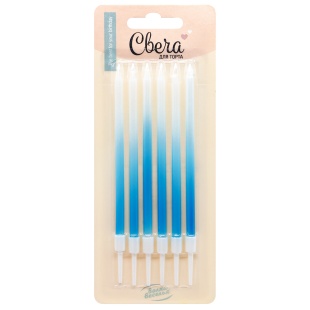 Свечи Голубое сияние, Градиент, 0,4*11 + 2 см, 6 шт. с держат.