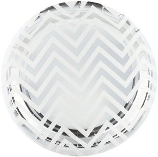 Тарелки (9''/23 см) Зигзаги, Белый/Серебро, Металлик, 6 шт.