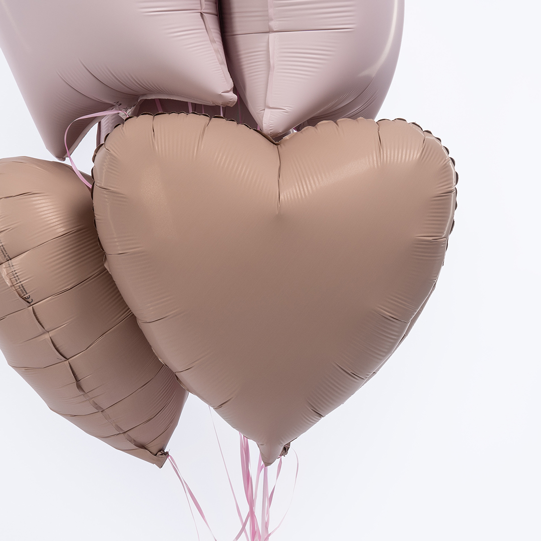 Шар (18''/46 см) Сердце, Ретро Какао, Сатин, 1 шт.