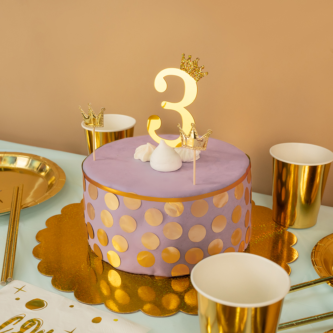 Пики Топперы, Короны, Золото, Металлик, 12 см, 5 шт.