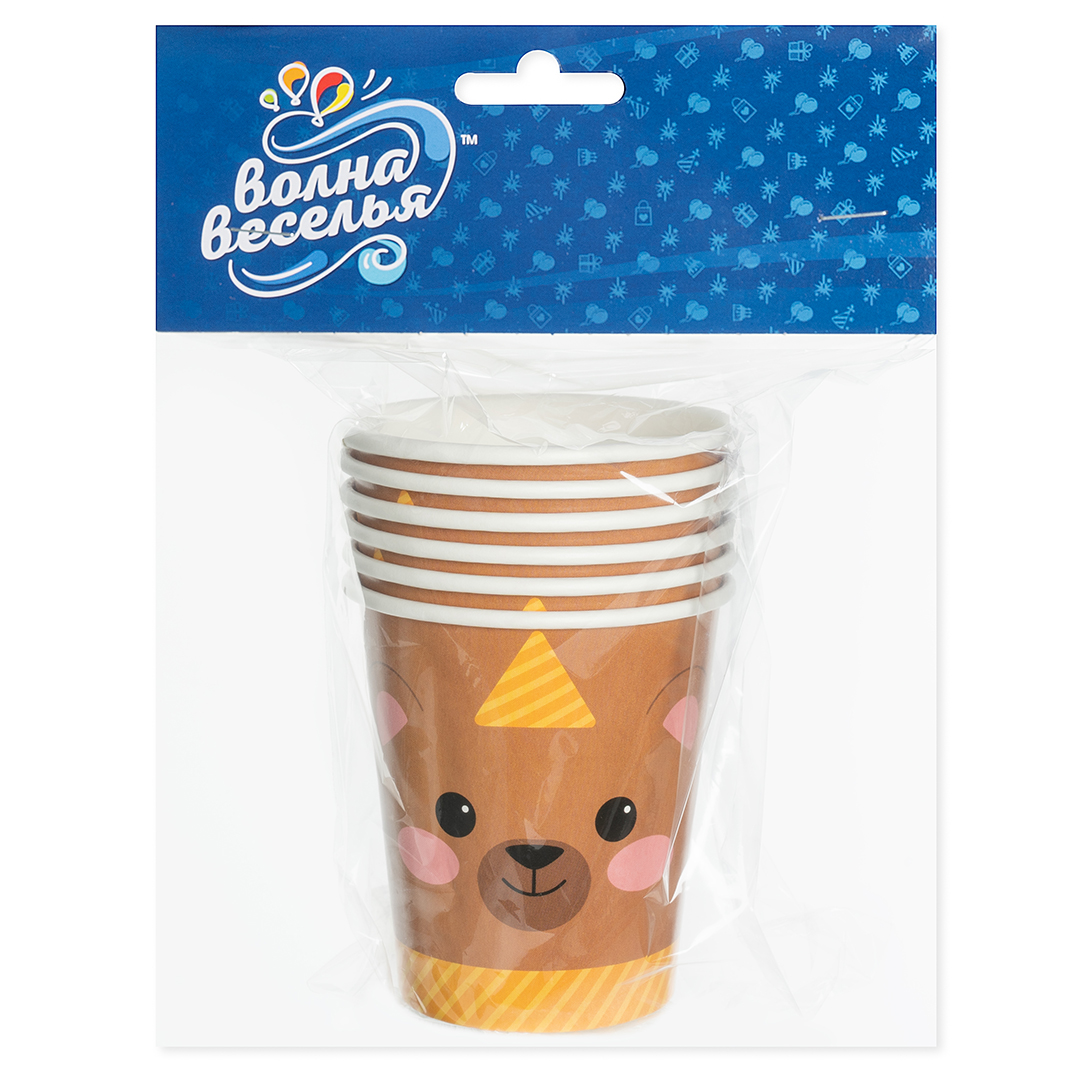 Стаканы (250 мл) Мишка, 6 шт.