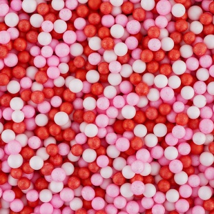 Шарики пенопласт, Цветной микс, Красный/Розовый, 6-8 мм, 10 гр.
