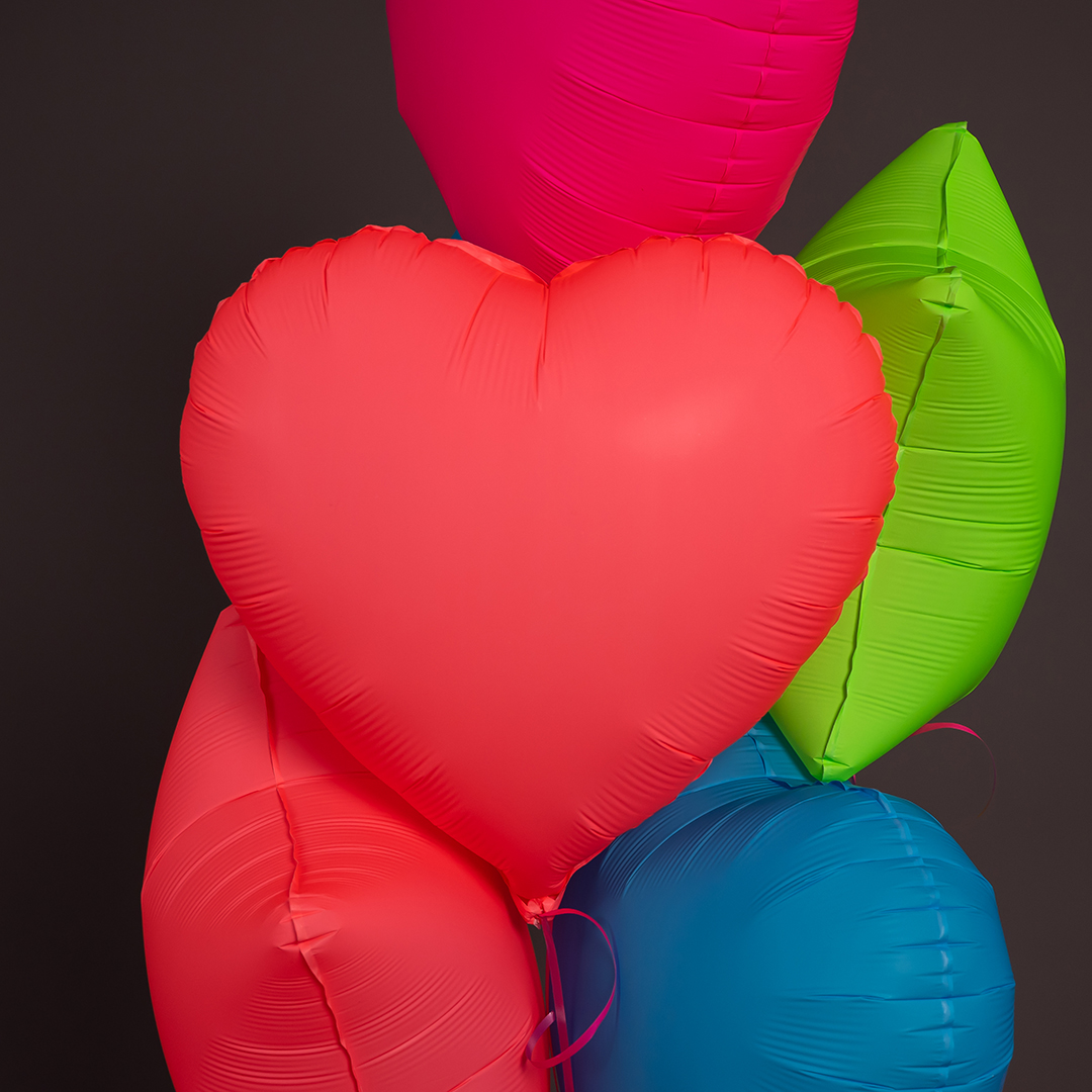 Шар (18''/46 см) Сердце, Розовый, Неон, 1 шт.