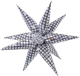 Шар 3D (32''/81 см) Звезда, Составная, Диско, Серебро, Голография, 1 шт. в уп.