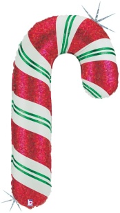 Шар (41''/104 см) Фигура, Леденец трость, Красный, Голография, 1 шт.