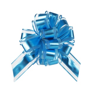 Текстильный бант Шар, Широкая полоса, Голубой, Металлик, 15 см, 1 шт. в упак. 