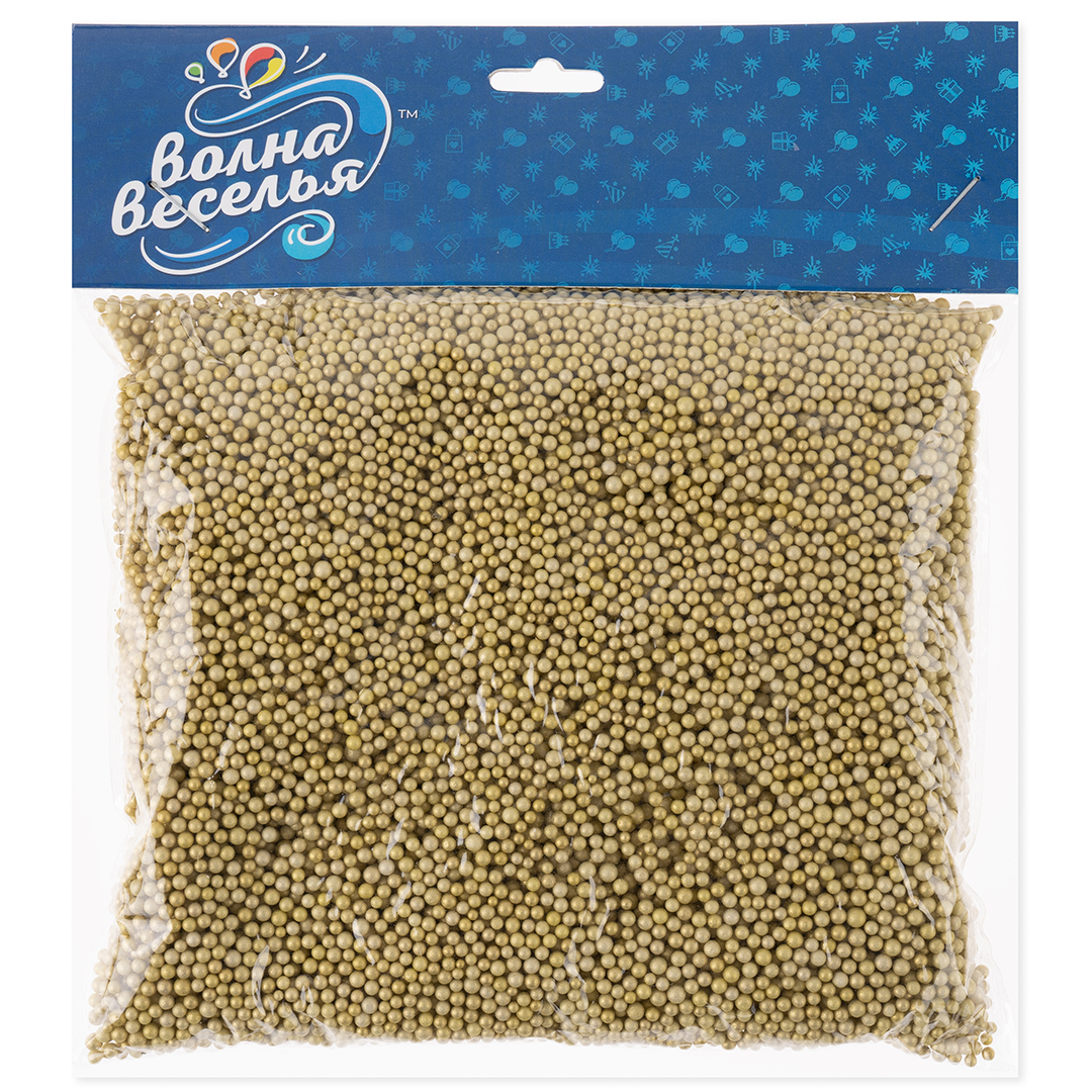 Шарики пенопласт, Золото, Металлик, 2-4 мм, 10 гр.