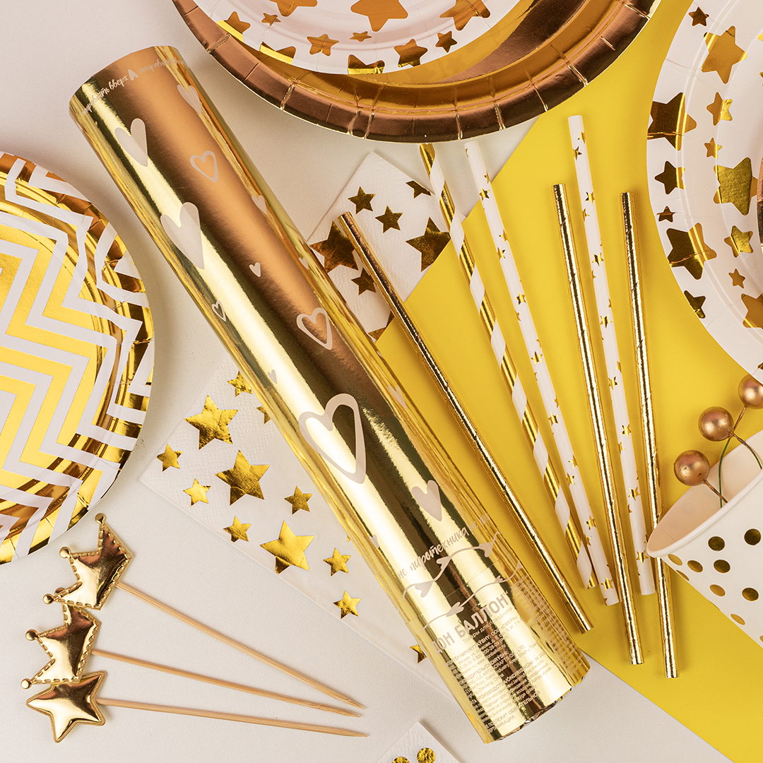 Пики Топперы, Короны, Золото, Металлик, 12 см, 5 шт.