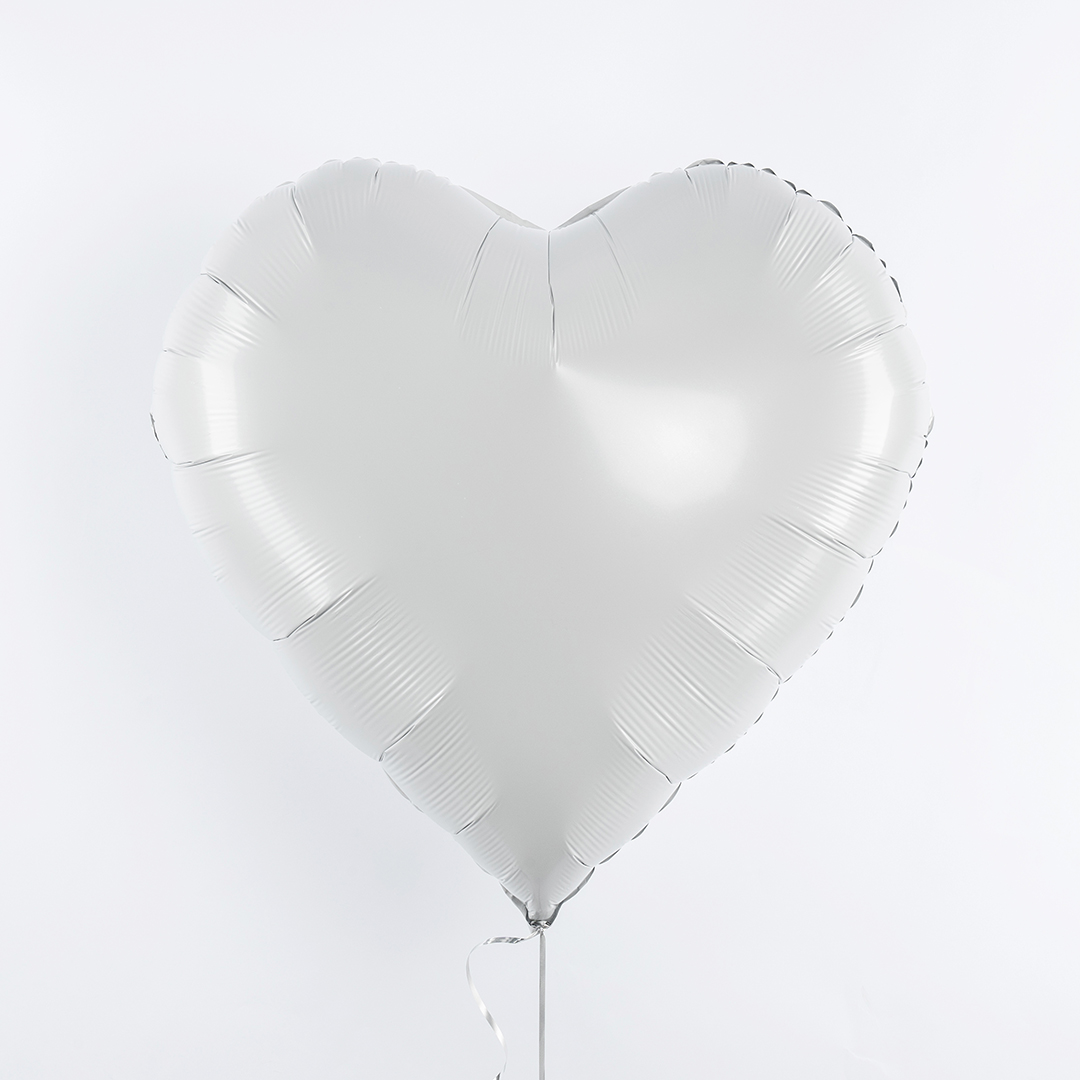 Шар (32''/81 см) Сердце, Белый, 1 шт.