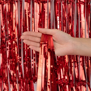 Занавес Дождик Красный, Металлик, 100*200 см, 1 шт.