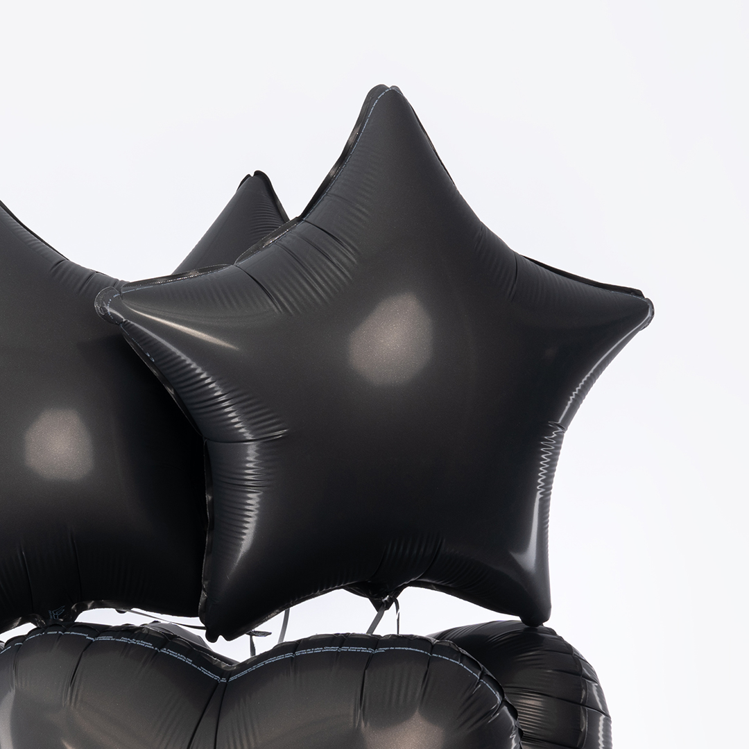 Шар (18''/46 см) Звезда, Черный, Сатин, 1 шт.