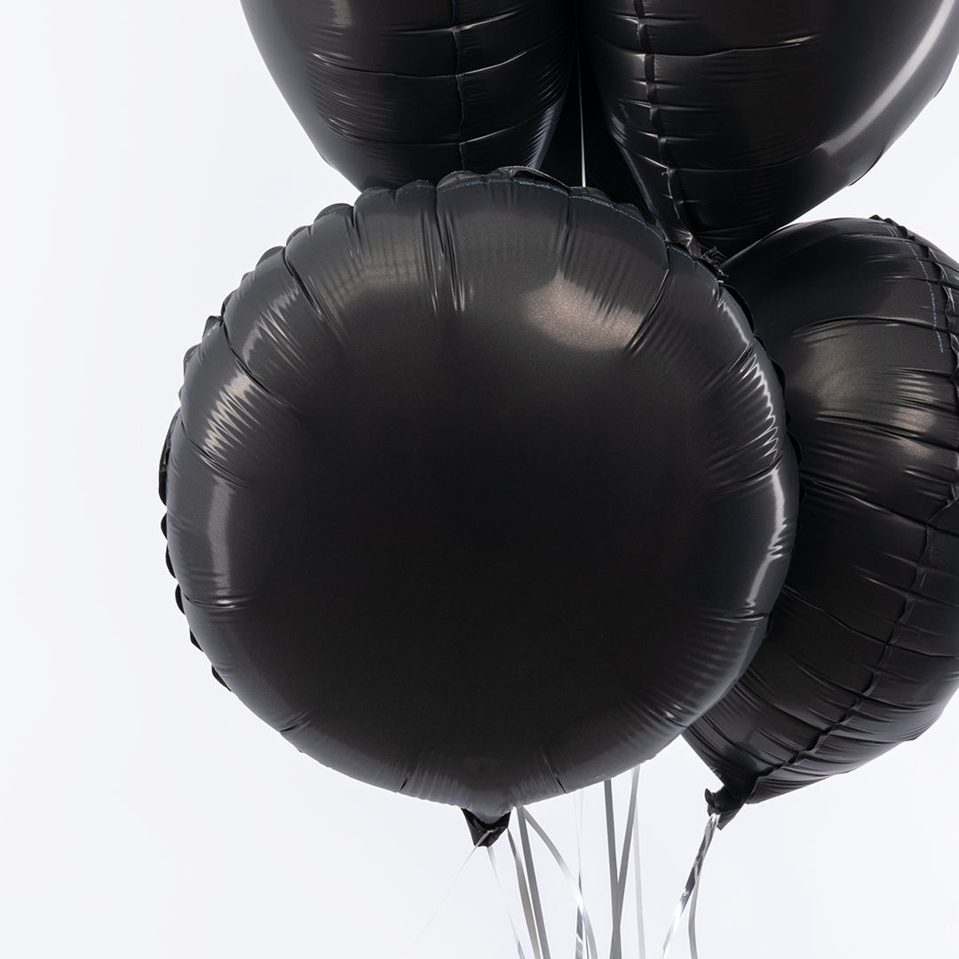 Шар (18''/46 см) Круг, Черный, Сатин, 1 шт.