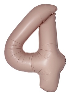Шар (40''/102 см) Цифра, 4 Slim, Винтажная роза, Матовый, 1 шт.