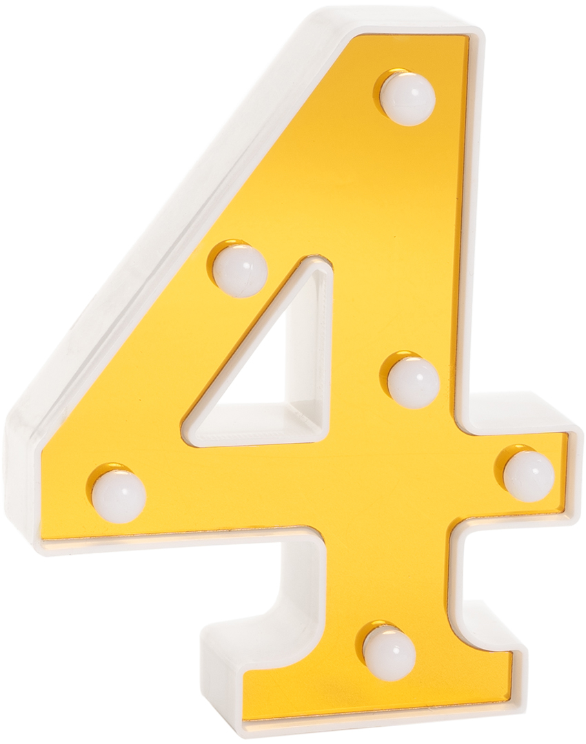 Световая фигура Цифра, 4, 16 см. Золото, 1 шт.