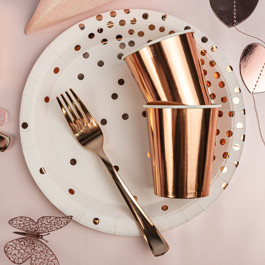 Стаканы (250 мл) Розовое Золото, Металлик, 6 шт.