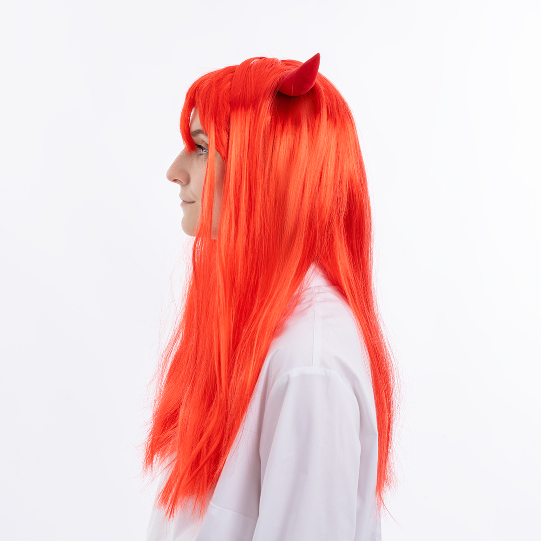 Парик карнавальный, 160 гр, Чертенок, Красный, 1 шт. в упак. 