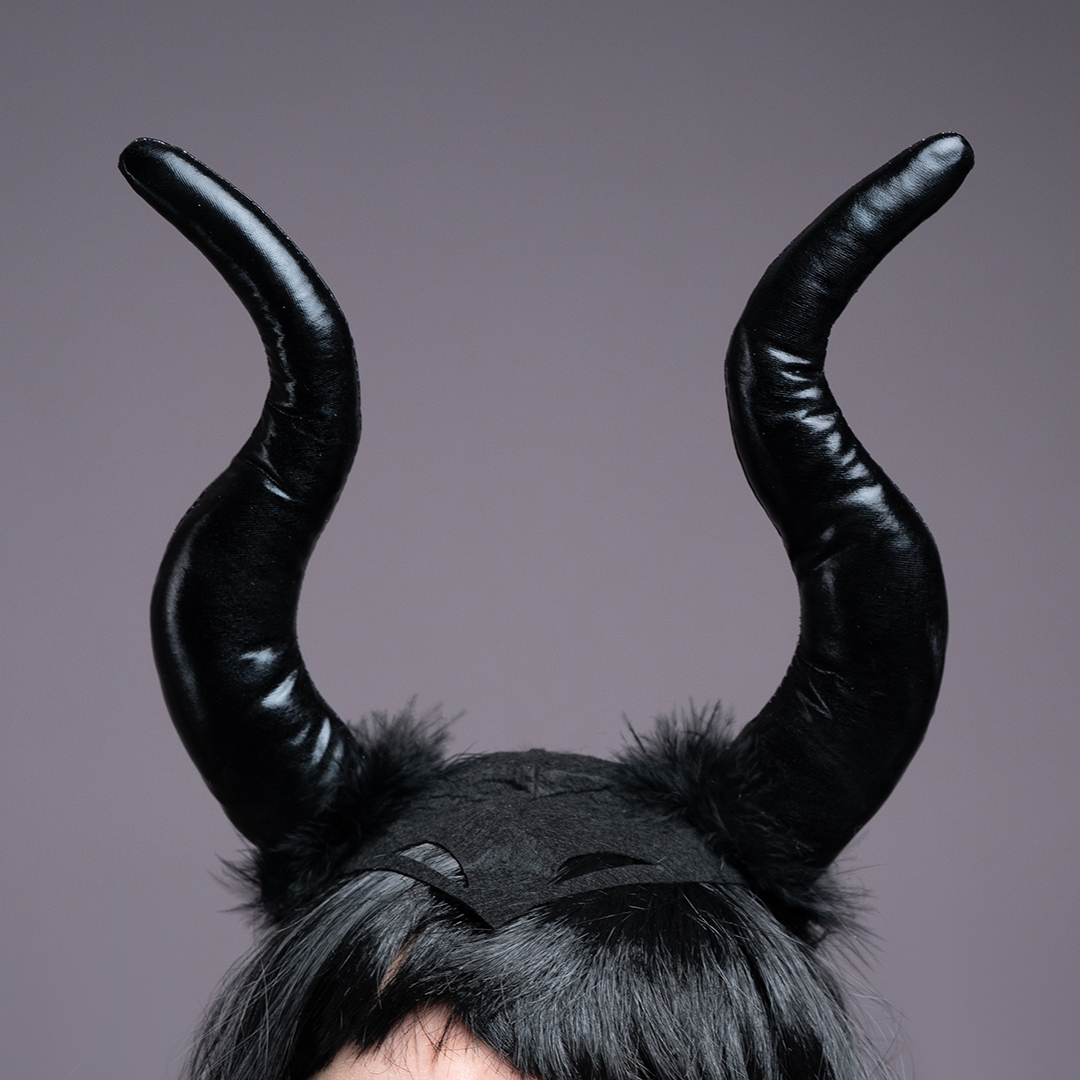 Ободок, Объемные рога, Черный, 30*25 см, 1 шт. 