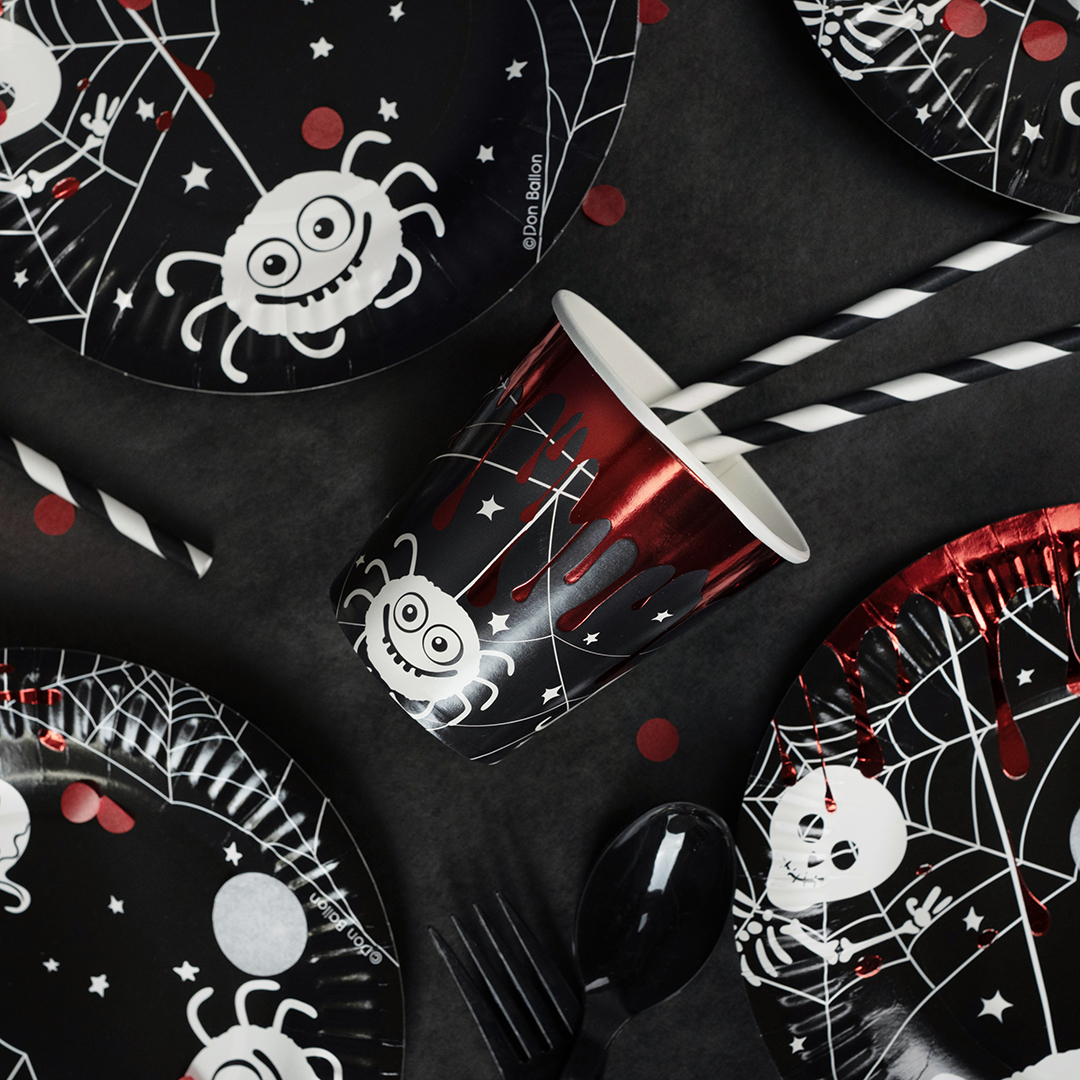 Стаканы (250 мл) Хэллоуин, Черный/Красный, Металлик, 6 шт.