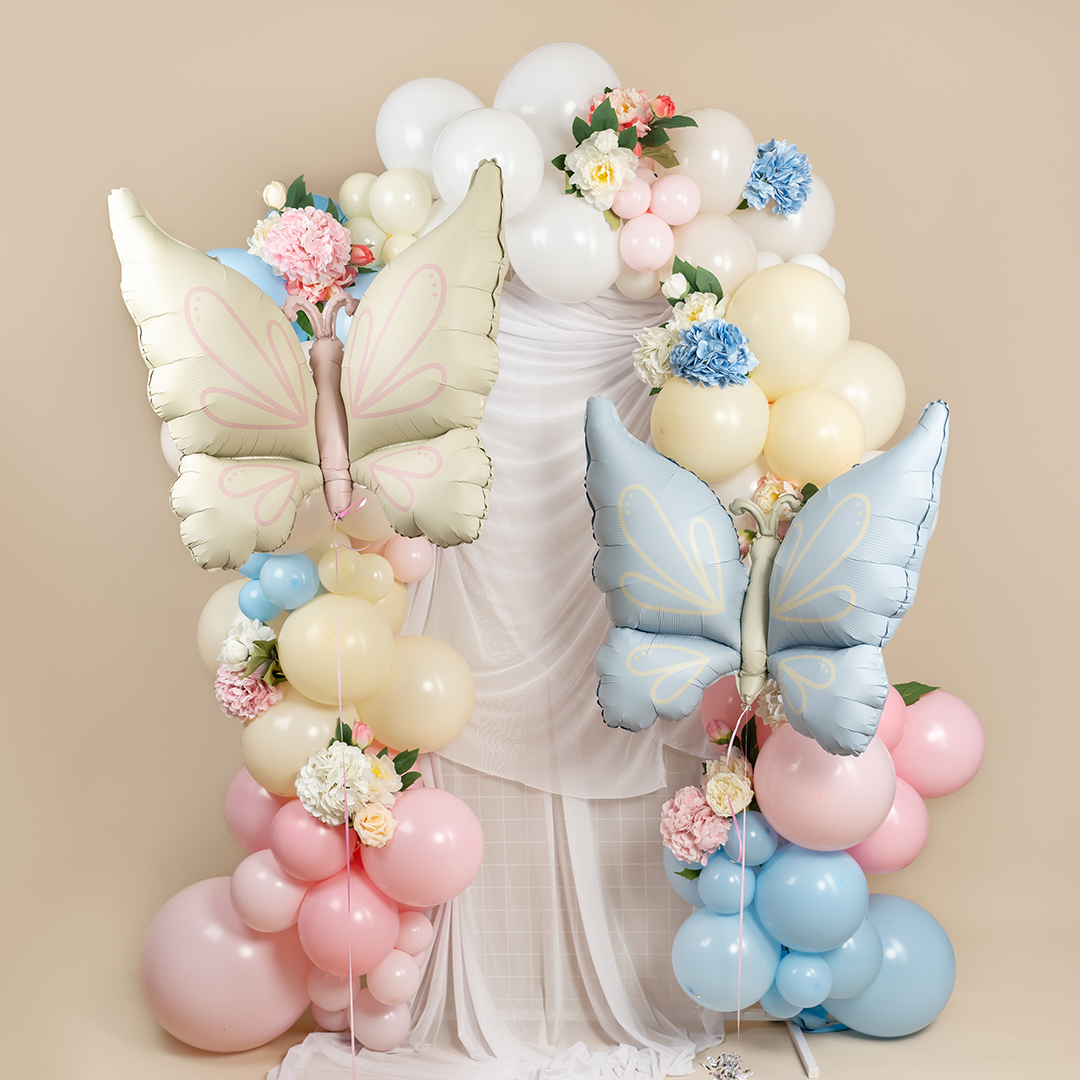 Шар (37''/94 см) Фигура, Нежная бабочка, Голубой, Сатин, 1 шт.