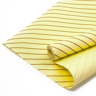 Упаковочная бумага, Крафт 70гр (0,7*8,5 м) Полоски Люрекс, Кремовый, 1 шт.