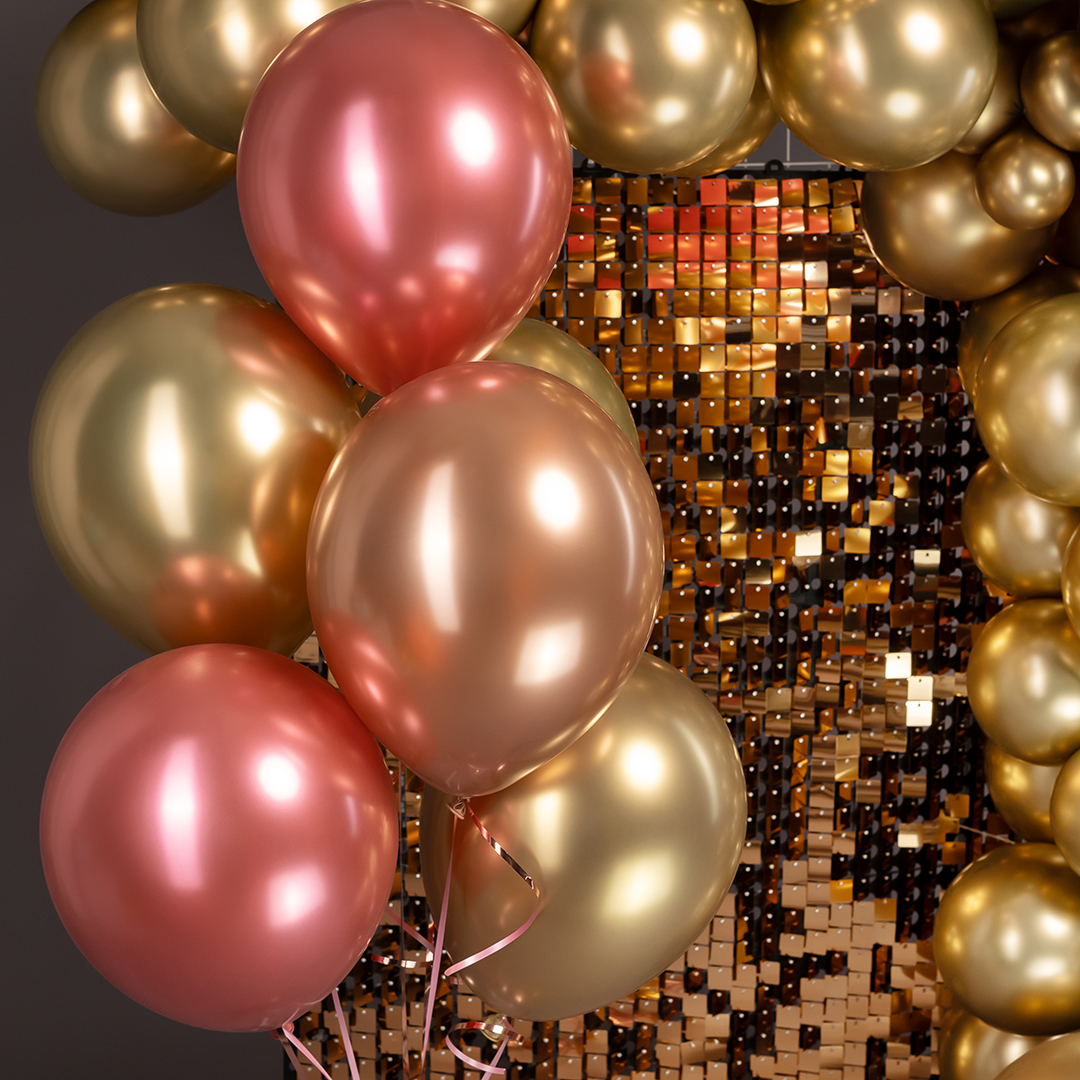 Шар (12''/30 см), Розовое Золото, хром, 50 шт.