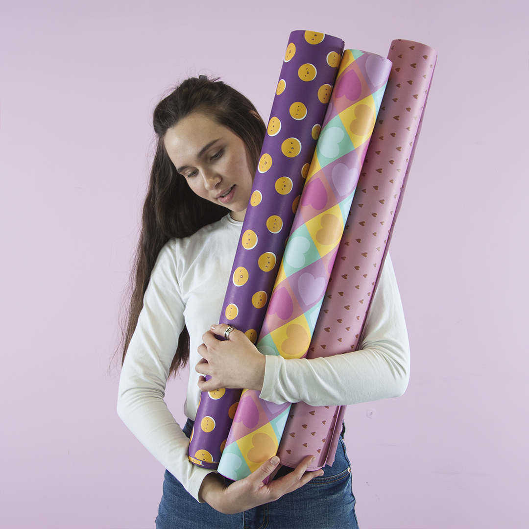 Упаковочная бумага (0,7*1 м) Нежные сердца, 10 шт.