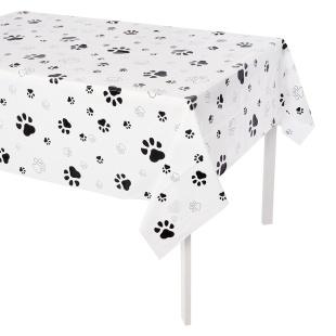 Скатерть одноразовая, Лапки, Белый/Черный, 137*274 см, 1 шт.