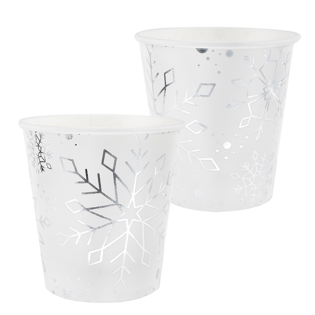 Стаканы (250 мл) Снежинки, Металлик, 6 шт.