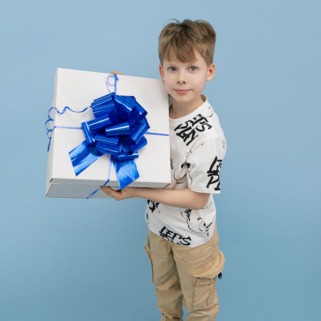 Бант Шар, Синий, Голография, 21 см, 1 шт. в упак. 